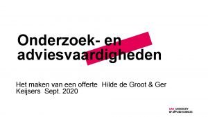 Onderzoek en adviesvaardigheden Het maken van een offerte