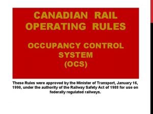 Canadian rail operating rules