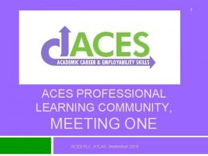 1 ACES PROFESSIONAL LEARNING COMMUNITY MEETING ONE ACES