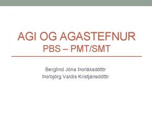 AGI OG AGASTEFNUR PBS PMTSMT Berglind Jna orlksdttir