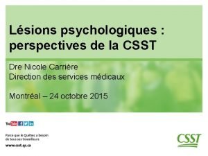 Lsions psychologiques perspectives de la CSST Dre Nicole