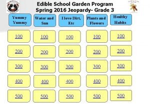Edible School Garden Program Spring 2016 Jeopardy Grade