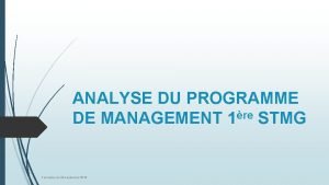 Programme management stmg