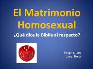 El Matrimonio Homosexual Qu dice la Biblia al