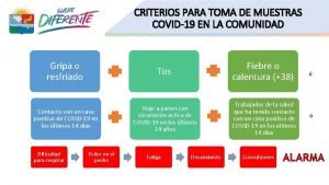 CRITERIOS PARA TOMA DE MUESTRAS COVID19 EN LA