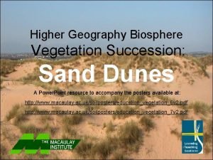 Higher Geography Biosphere Vegetation Succession Sand Dunes A