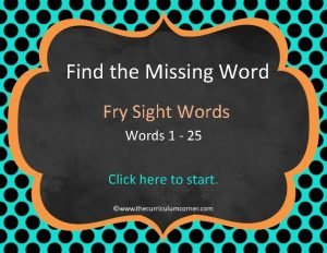 Find the Missing Word Fry Sight Words 1