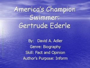 Americas Champion Swimmer Gertrude Ederle By David A