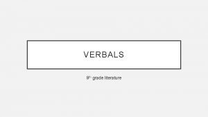 Verbals in english