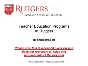 Teacher Education Programs At Rutgers gse rutgers edu