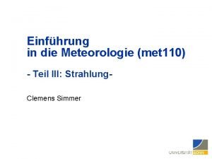 Einfhrung in die Meteorologie met 110 Teil III