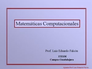 Matemticas Computacionales Prof Luis Eduardo Falcn ITESM Campus