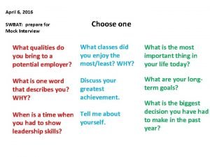 Mock interview workshop outline