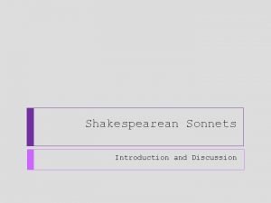Shakespeare sonnet introduction