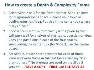 Depth and complexity frame