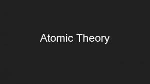 Atomic Theory John Dalton Father of Atomic Theory