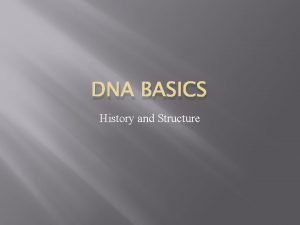 DNA BASICS History and Structure History of DNA