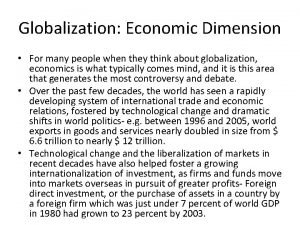 Economic dimension