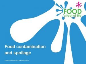 Food contamination and spoilage BRITISH NUTRITION FOUNDATION 2016