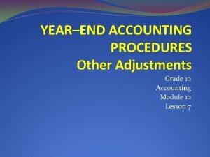 Adjustments in accounting grade 10