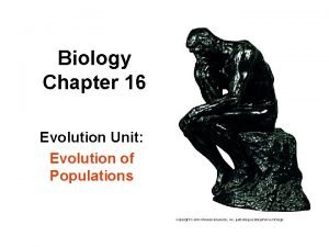 Biology Chapter 16 Evolution Unit Evolution of Populations
