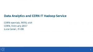 Data Analytics and CERN IT Hadoop Service CERN