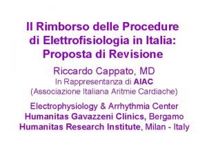 Il Rimborso delle Procedure di Elettrofisiologia in Italia