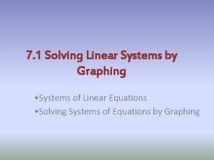 Solving linear systems graphically assignment
