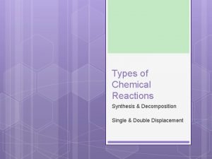 Types of Chemical Reactions Synthesis Decomposition Single Double