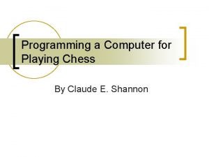 Claude shannon chess