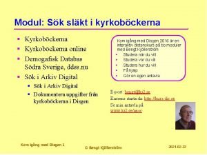Modul Sk slkt i kyrkobckerna Kyrkobckerna online Demogafisk