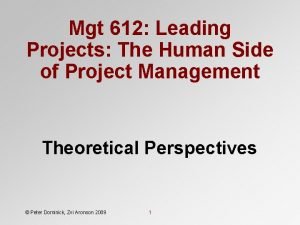 Mgt 612 Leading Projects The Human Side of