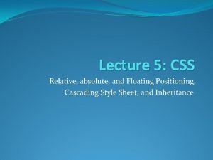 Absolute vs relative position css