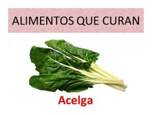 ALIMENTOS QUE CURAN Acelga La Acelga alimento para