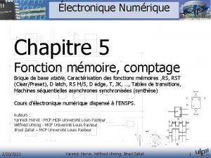 lectronique Numrique Chapitre 5 Fonction mmoire comptage Brique