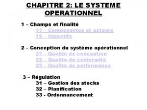 CHAPITRE 2 LE SYSTEME OPERATIONNEL 1 Champs et