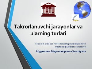 Takrorlanuvchi operatorlar