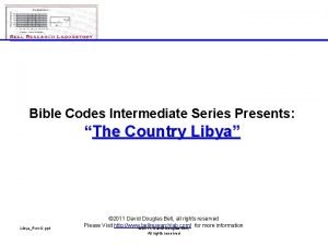 Bible Codes Intermediate Series Presents The Country Libya