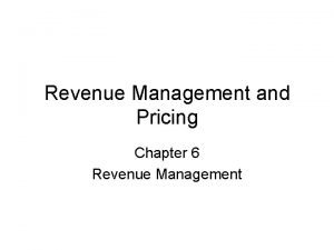 Tactical revenue management