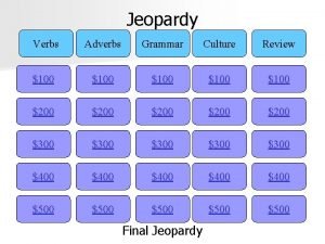 Adverbs of frequency jeopardy
