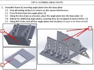 STEP 1 ASSEMBLE ANGLE PLATES 1 Assemble frame