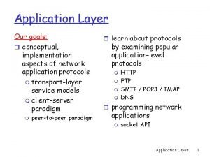 Application Layer Our goals r conceptual implementation aspects