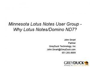 Minnesota Lotus Notes User Group Why Lotus NotesDomino