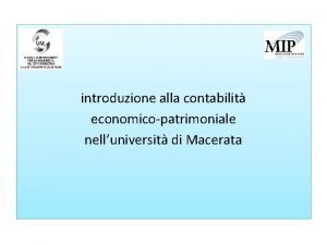 introduzione alla contabilit economicopatrimoniale nelluniversit di Macerata IL