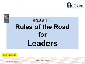 ADSA 1 1 Rules of the Road for