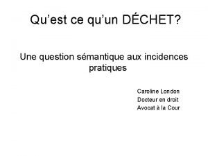 Quest ce quun DCHET Une question smantique aux