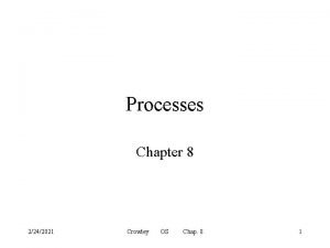 Processes Chapter 8 2242021 Crowley OS Chap 8