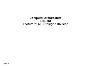 Alu design in computer architecture