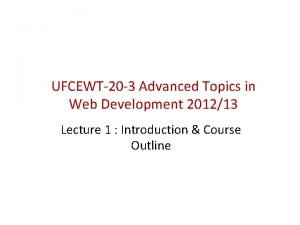 Advanced topics in web development