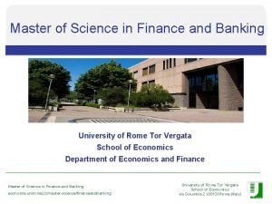 Msc finance and banking tor vergata